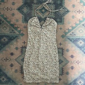 Printed halter top mini dress